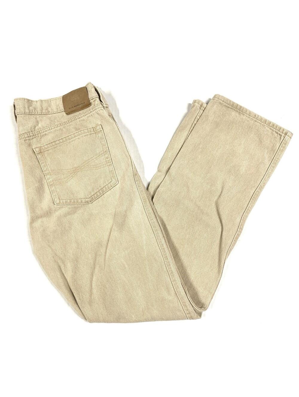 Blue Ranchwear Pants Denim Jeans Style Tan Beige Sz 35”x34” Made In Madagascar
